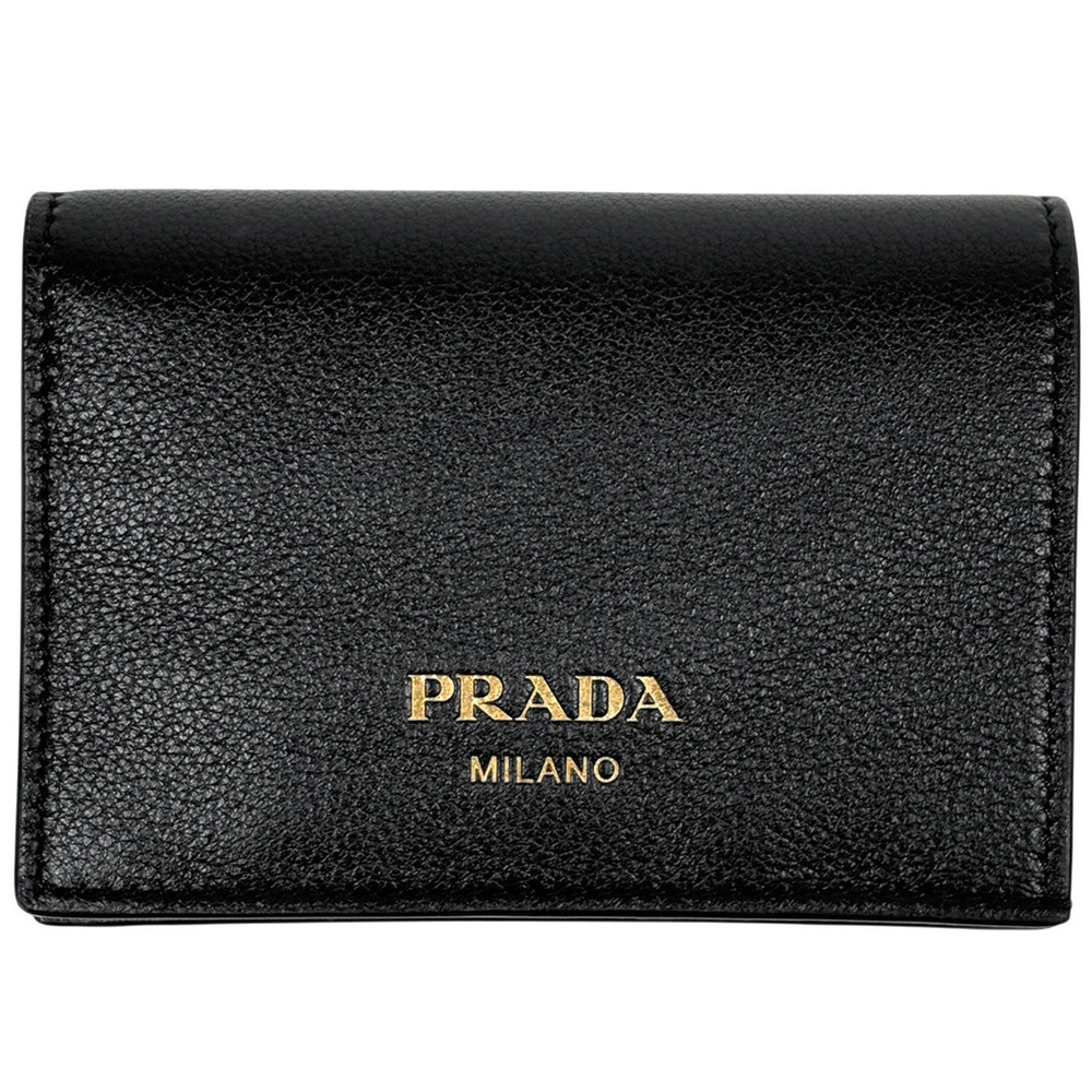 Prada Bi fold Wallet Billfold Coin Leather Nero Black